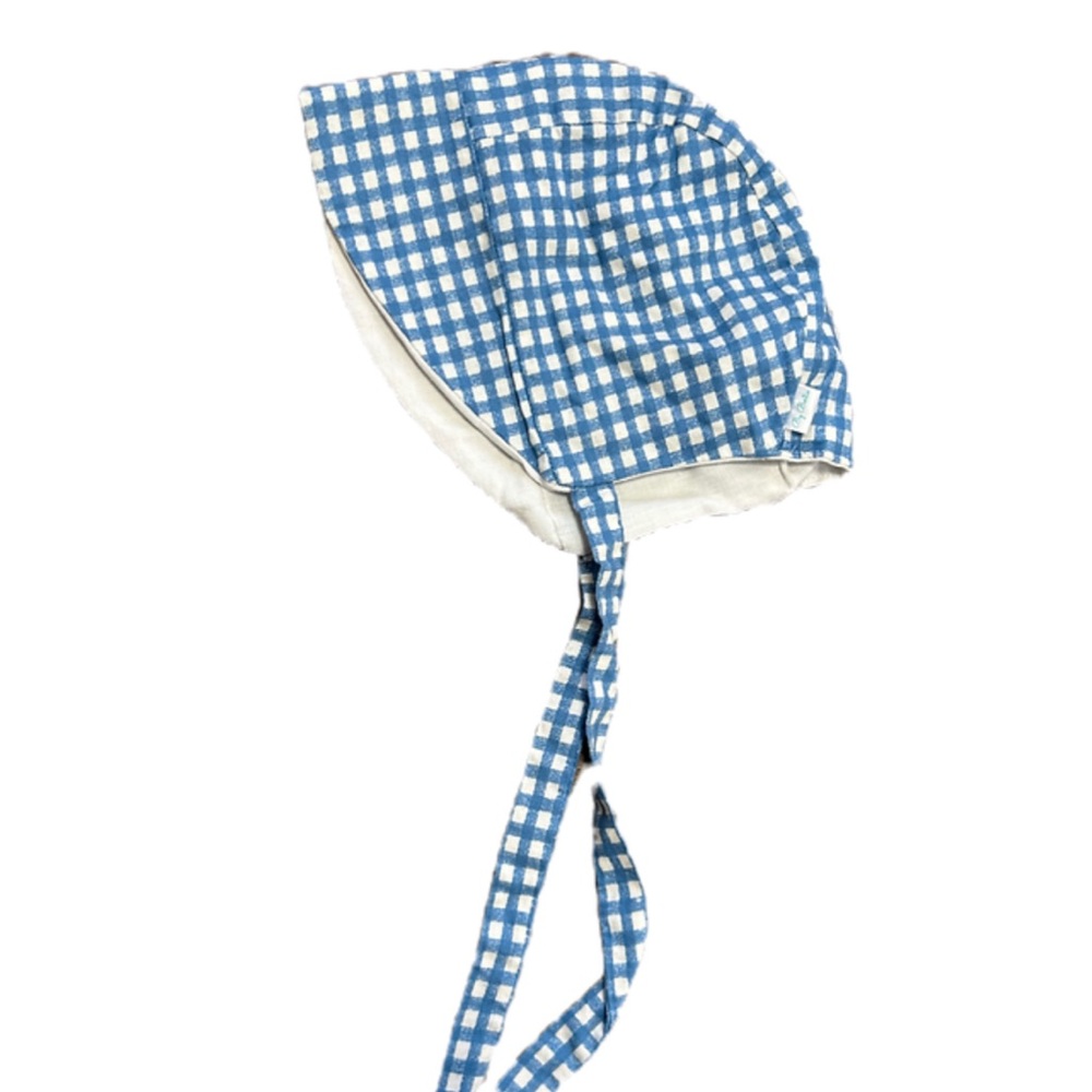 Blue Gingham Kids Bonnet